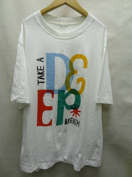 全国送料無料 ジーユー GU メンズ TAKE A BREATH 半袖 白色カラフルプリント Tシャツ Mサイズ