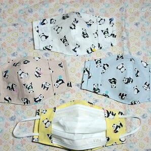 ハンドメイド★可愛いパンダさんの不織布マスクカバー★4枚組♪ プレゼントにも