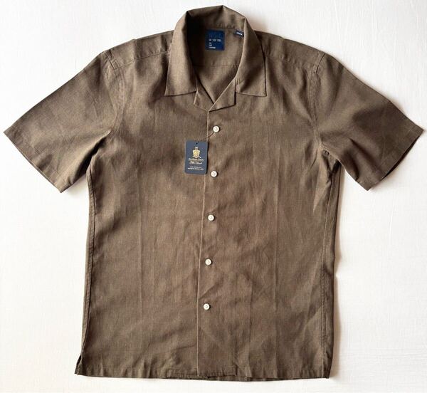 Herdman Linen リネン シャツ ブラウン 半袖シャツ