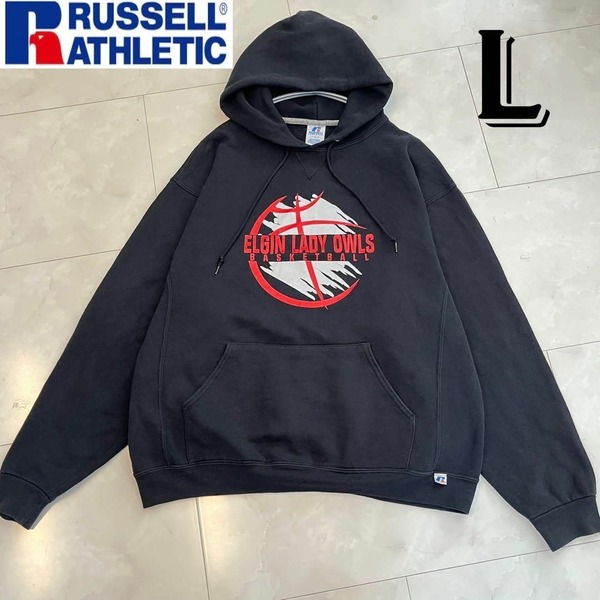 RUSSELL ラッセル ELGIN LADY OWLS BASKETBALL ユニセックス プルオーバー パーカー フーディ 黒・ブラック Lサイズ スウェット