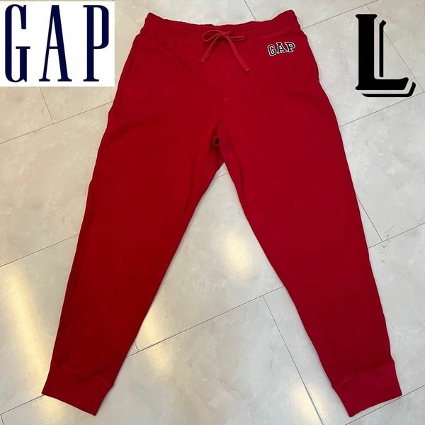 GAP ギャップ メンズ・ボーイズ スウェットパンツ ジョガーパンツ レッド・赤 Lサイズ ズボン ウエストゴム スエット 刺繍ロゴ