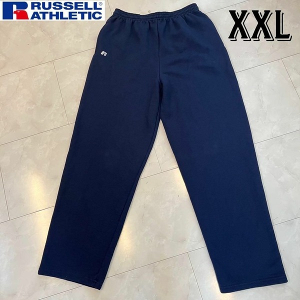 RUSSELL ATHLETIC ラッセル メンズ スウェットパンツ ズボン 紺・ネイビー XXL・3L ウエストゴム ルームウェア 刺繍ロゴ