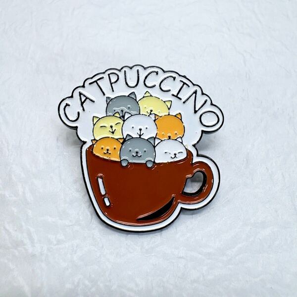 【ピンバッジ】Catpuccino キャプチーノ たくさんの猫 コーヒーカップ