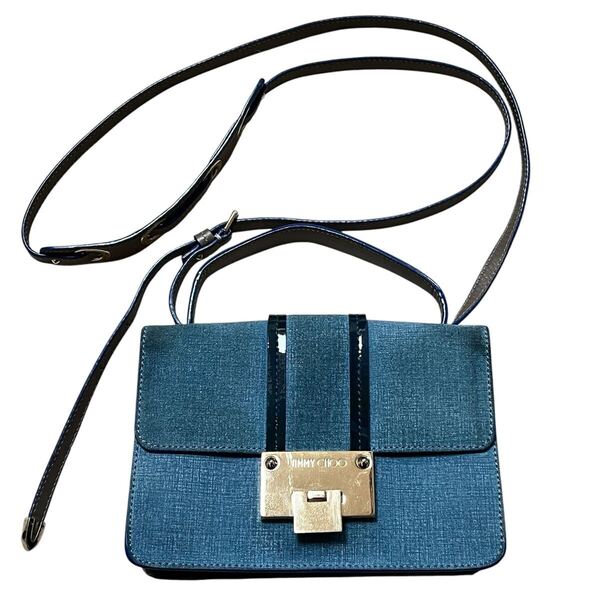 ジミーチュウJIMMY CHOO 2wayショルダーバッグ ミニハンドバッグ青系