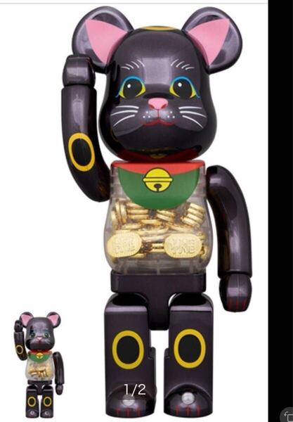 新品 未開封 BE@RBRICK 招き猫 小判 千万両 黒メッキ 100% & 400% ベアブリック メディコムトイ 開運招福