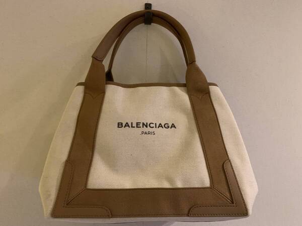 ほぼ新品 バレンシアガ BALENCIAGA トートバッグ ネイビーカバス スモール