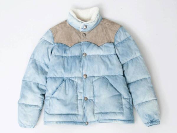 新品 デッドストック ロンハーマン ron herman CONCHO DOWN JKT レザーヨーク デニム コンチョ ボア ダウンジャケット ダウン