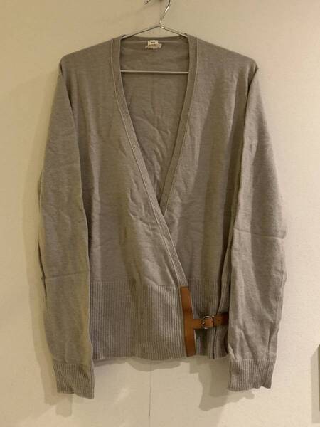 エルメス メンズ カシミア100% Hレザー ニット カーディガン Vネック セーター