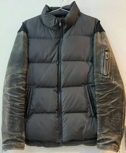 アンダーカバー 11AW リアルビンテージ加工 ユーズド加工 袖レザーダウンジャケット サイズ2 伊勢丹限定カラー ダウン