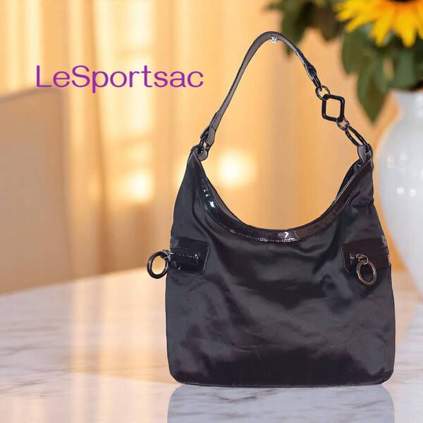 レスポートサック LeSportsac ショルダーバッグ トートバッグ ハンドバッグ / 黒 ブラック エナメル ショルダー 手提げ 肩掛け バッグ