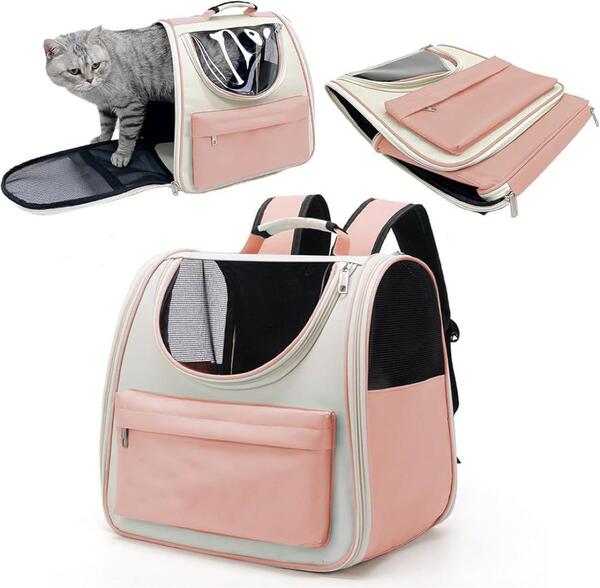 ☆未使用☆ 猫 キャリー バッグ リュック 小動物用 折りたたみ ピンク