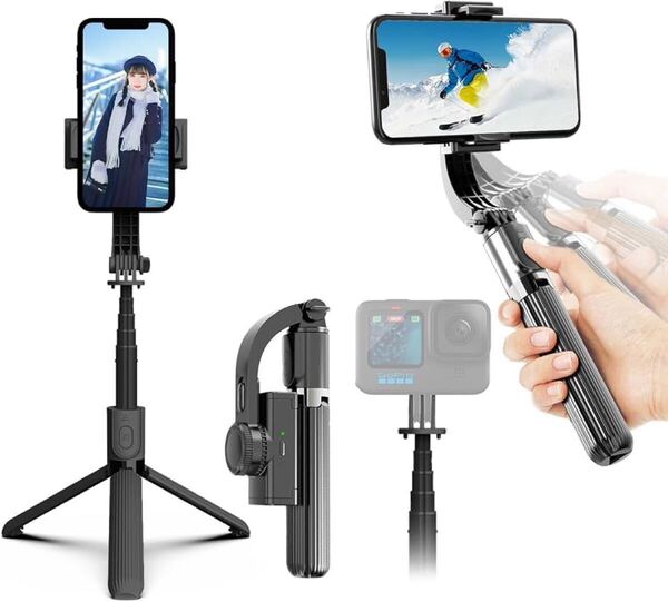 ☆未使用☆ スマホジンバル スタビライザー 自撮り棒 スマホ三脚 手ブレ防止