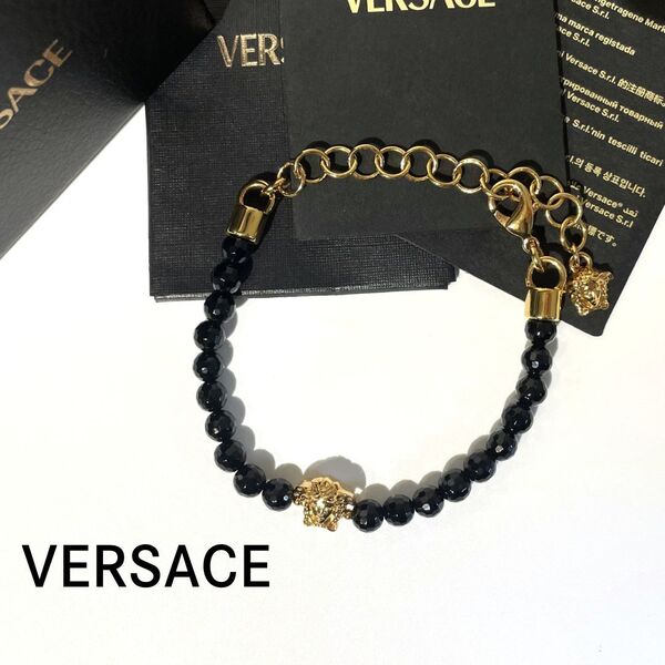 【極美品】VERSACE ヴェルサーチ ヴェルサーチェ メデューサ メドゥーサ ブレスレット ブラック ゴールド 箱付き【送料無料】