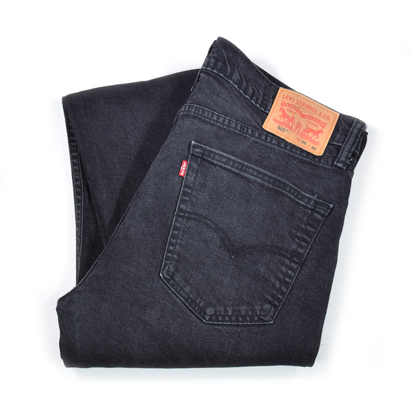 【送料無料】リーバイス 502 ブラック テーパードジーンズ デニム ストレッチ W36 Levis ジーパン 古着 @EA9143