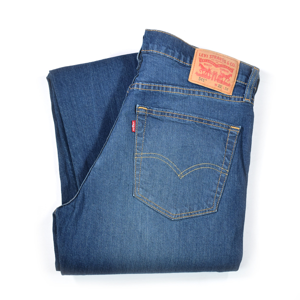 【送料無料】リーバイス 541 ストレート ブルー ジーンズ デニム ストレッチ テーパード W34相当 Levis ジーパン 古着 @EA9147