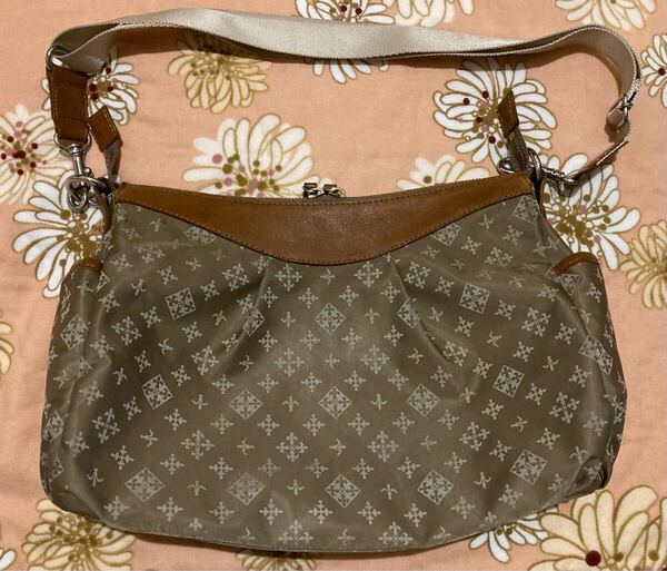 再↓廃盤レア★russetラシット★人気モノグラム柄2WAYショルダーバッグ ベージュ 日本製 百貨店購入