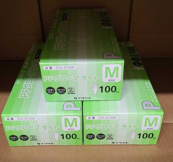 送料無料!新品プラスチックグローブ(M)/300枚/3箱分/ 使い捨て手袋 粉なしタイプ パウダーフリー