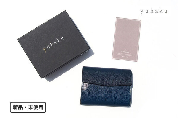 送料無料★新品|未使用|ユハク|YUHAKU|三つ折りコンパクトウォレット|手染め|YEV191|Blue