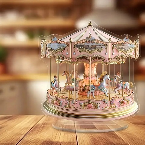ピンクのメリーゴーランド アクリル板(2D)