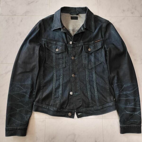 Nudie Jeans PERRY ORG BLACK ON INDIGO ヌーディージーンズ メンズ デニムジャケット Gジャン ジージャン