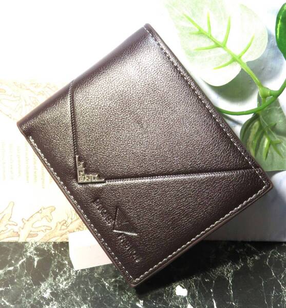 二つ折り男性財布、コンパクトメンズ 財布、 ベーシック シンプル カード入れ、小銭入れ*新品*当日発送*(コーヒー)
