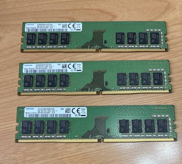 SAMSUNG デスクPC用メモリ 8GB 1Rx8 PC4-2666V-UA2-11 3枚セット