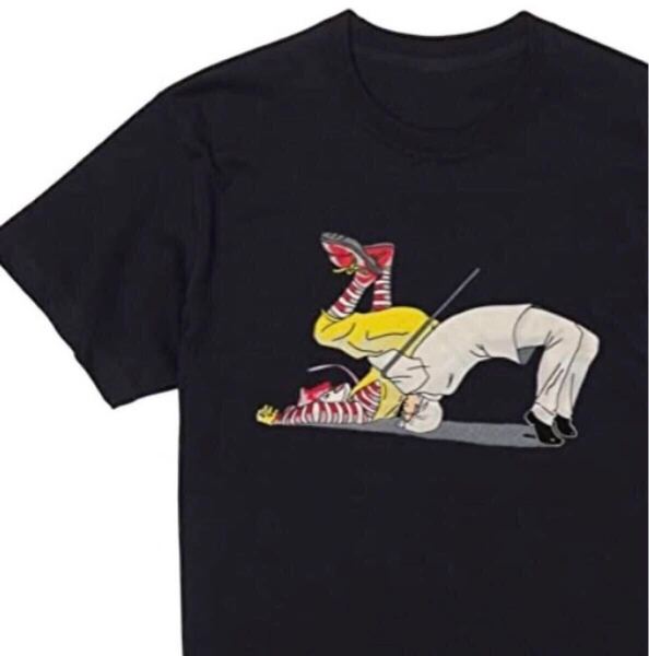 【送料込み】カーネルVSドナルド バックドロップ黒Mサイズ Tシャツ ネタT おもしろ 大阪名物 なんでやねん ギャグ ネタ ウケ パロディ