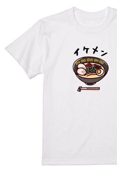 送料込み ラーメン イケメン Tシャツ 半袖 白Sサイズ 大阪名物 なんでやねん ギャグ ネタ ウケ狙い パロディ おもしろ 面白い プリント