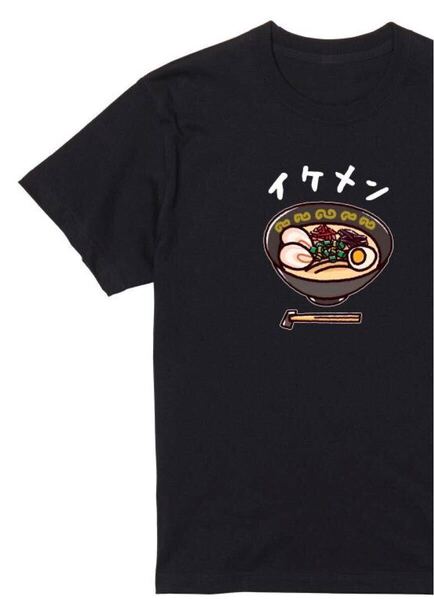 送料込み ラーメン イケメン Tシャツ 半袖 黒XLサイズ 大阪名物 なんでやねん ギャグ ネタ ウケ狙い パロディ おもしろ 面白い プリント