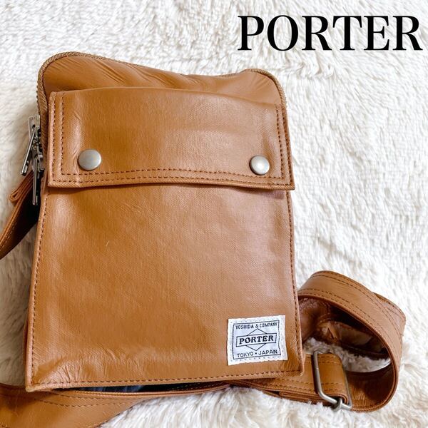美品 PORTER ポーター フリースタイル コーティング ショルダーバッグ