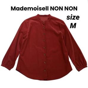 ☆美品☆マドモアゼル ノンノン ノーカラーシャツ コットン レッド系 Mサイズ