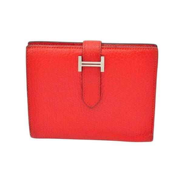 HERMES エルメス 極美品 ベアン コンパクト シェーブル レッド 財布 Z刻印