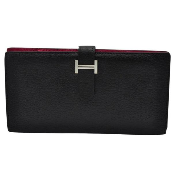 HERMES エルメス 美品 ベアン シェーブル バイカラー 長財布 □L刻印