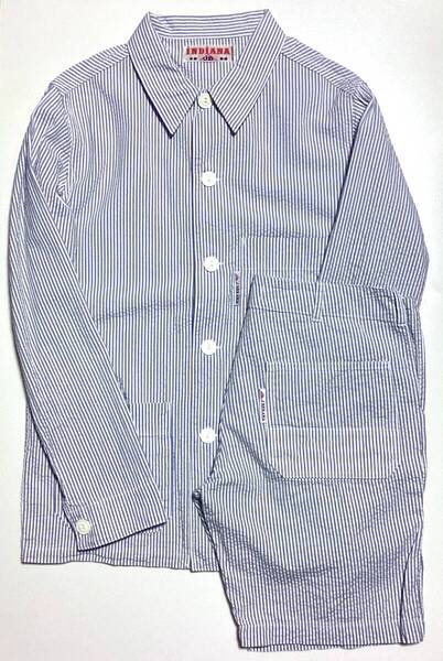 美品 BERAHA ベラハ シアサッカーセットアップ M フランス製 j.beraha Jacques Beraha カバーオール ショートパンツ
