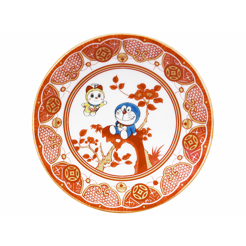九谷焼 八郎手赤絵金彩 人物花文 手塩皿 小皿 20点 時代箱 S R3788