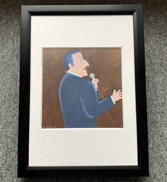 ■和田誠 『トニー・ベネット』A4サイズ 額入り 貴重イラスト 印刷物 ポスター風デザイン 額装品 アートフレーム インテリア ジャズ