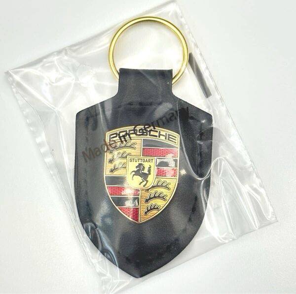 【正規品】ポルシェ クレスト キーホルダー ブラック 黒 キーリング ドイツ購入 PORSCHE ケイマン ボクスター 911 マカン ドイツ製