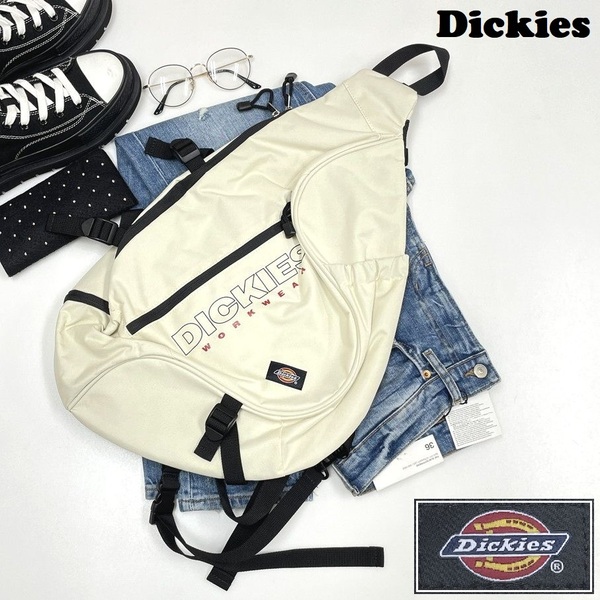 Dickies ホワイト系 ワンショルダーバッグ スポーツ ゴルフ バイク ミリタリー オートバイ キャンプ アウトドア ブラックタグ ディッキーズ