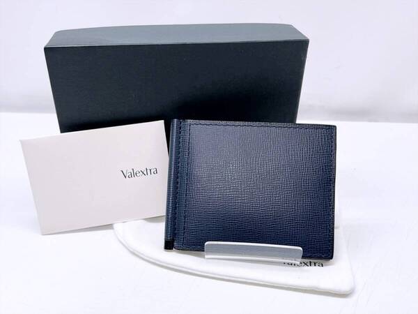 未使用保管 valextra ヴァレクストラ マネークリップ ネイビー ソフトカーフスキン SGSR0080028LRDWG99BB