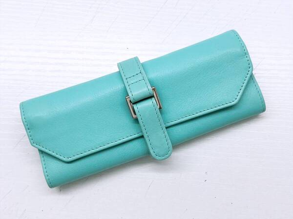 美品 TIFFANY&Co ティファニー レザー ジュエリーケース ターコイズ トラベル