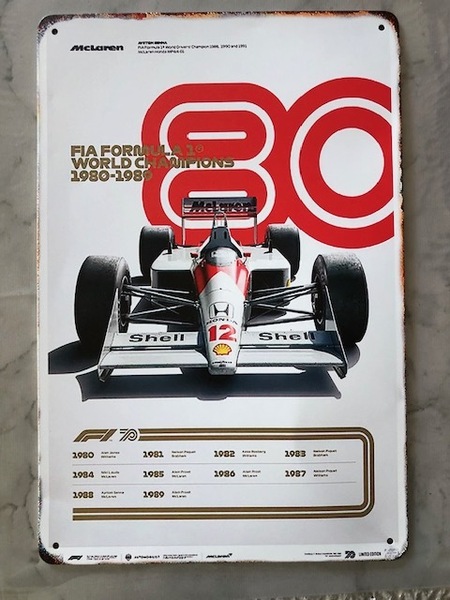 少し難ありでお安く!マクラーレンホンダ MP4 F1 ブリキのアート看板 お部屋に・ガレージに!送料サービス アイルトン セナ