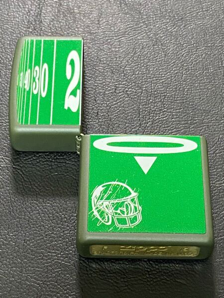 zippo アメフト 前面加工 外側ケース アウター カーキ 希少モデル 2015年製 ②