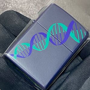 zippo 遺伝子 前面加工 ネイビー 希少モデル 2015年製 ② シルバーインナー 2015年製
