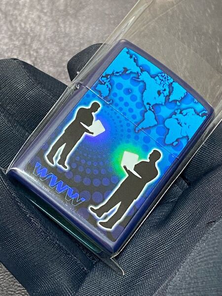 zippo 交信 ネットワーク 前面加工 ネイビー 希少モデル 2017年製 ② シルバーインナー 2017年製