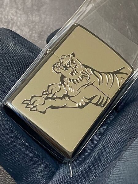 zippo 虎 ブラックチタン 3面加工 希少モデル ヴィンテージ 2003年製 シルバーインナー 2003年製