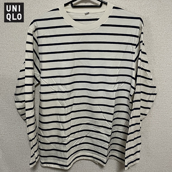 送料無料 UNIQLO ユニクロ ボーダー カットソー 長袖 Tシャツ ロンT M ドレス カジュアル ミリタリー アメカジ アイビー プレッピー 古着