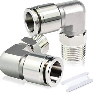 TAILONZ PNEUMATIC 2個 ニッケルメッキ雄 エルボ10mmパイプ外径X1/2PT雄ネジ 90度押し込み接続管繋手PL10-04
