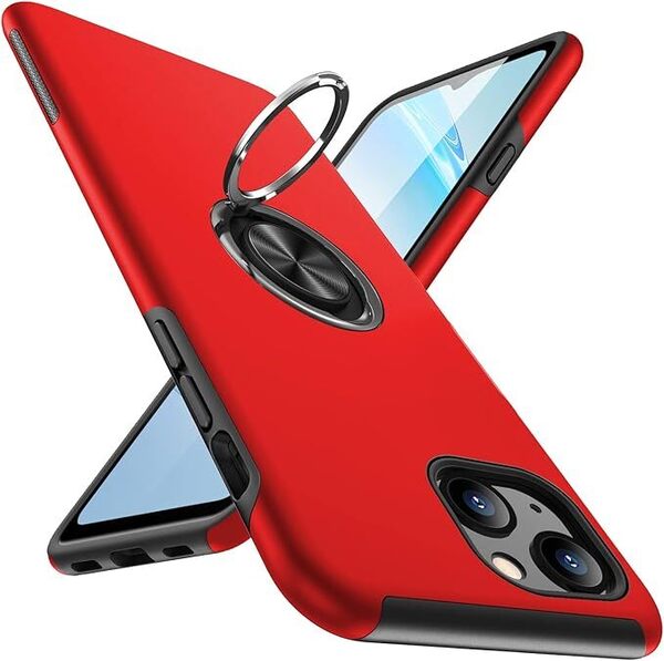 iphone14 ケース リング 耐衝撃 カバー 薄型 tpu 衝撃吸収紋防止TPU+PC材質 車載ホルダー対応 滑り止め 落下防止 リング付き スタンド機能