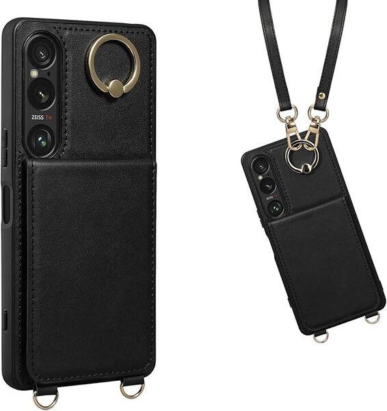 Xperia 1 VI ケース 手帳型 背面 カードケース Xperia1 VI 2024 手帳型ケース SOG13 用 ショルダー ストラップ 背面ケース SO-51E 用