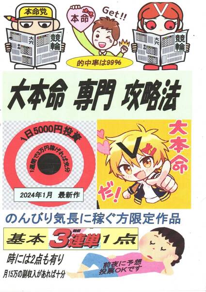 ◎●(的中率99%)大本命専門 攻略法 3連単1点・2点買い